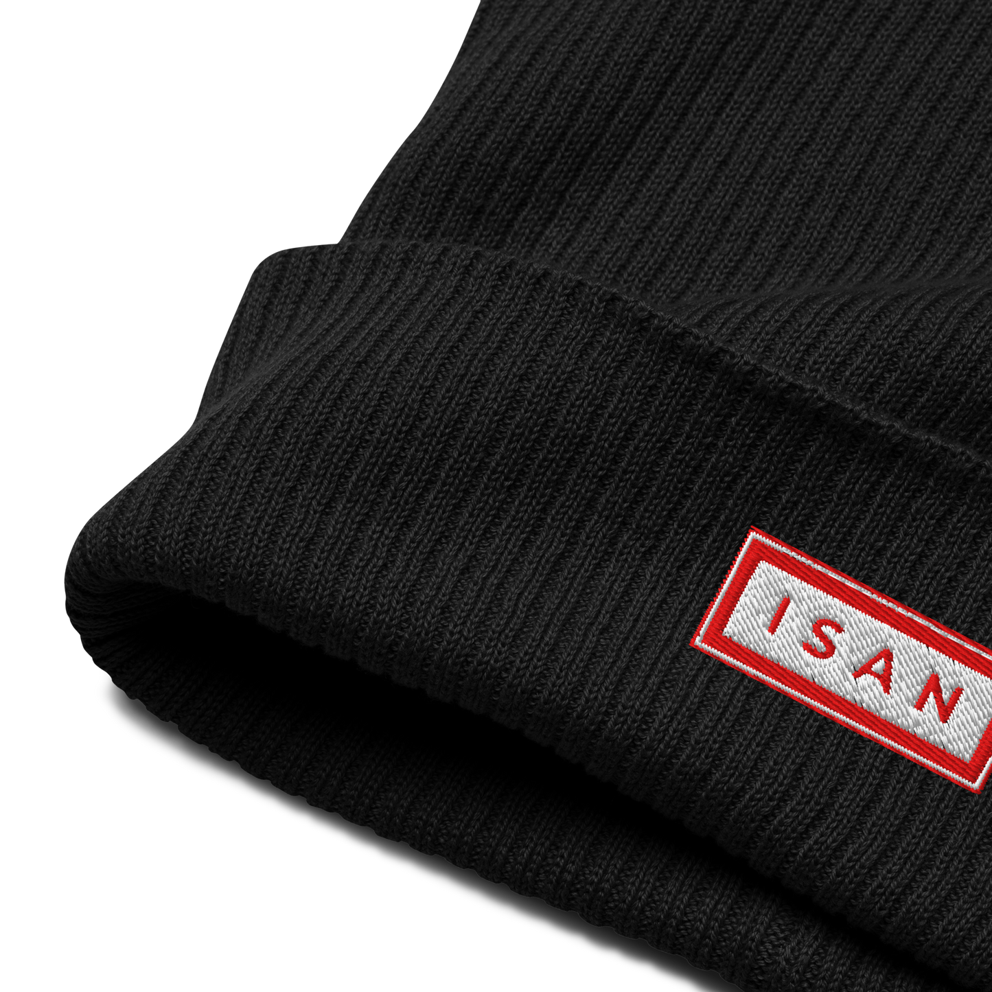 ISAN RED Organic Ribbed Beanie