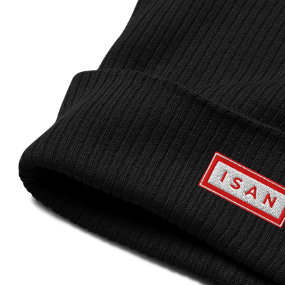 ISAN RED Organic Ribbed Beanie